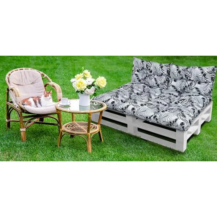 Amilian Stuhlkissen - Bankauflage - Gartenbankauflage - 80x120cm + 2 x 40x60cm, 3er Set - Gartenbankauflage - Pallettensitzkissen - Bankkissen – Bild 6