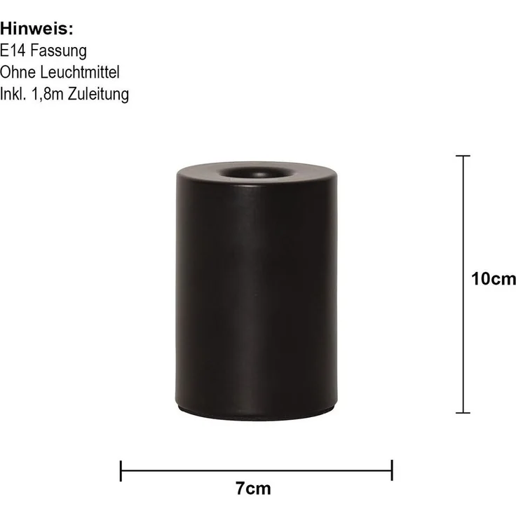 Kleiner E14 Lampenfuß ,Tiny für kleinere Leuchtmittel, Metall, 10cm, schwarz matt – Bild 4