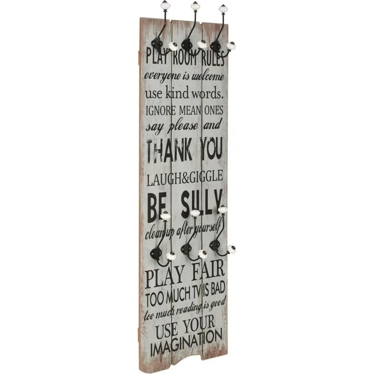vidaXL Wandgarderobe mit 6 Haken 120 x 40 cm "THANK YOU 245850