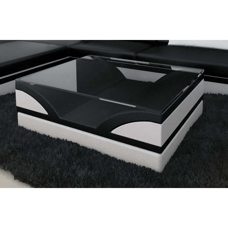 Sofa Dreams - Designer Couchtisch Monza – Modernes Design - Echtleder - Dunkelbraun-Schwarz – Bild 4