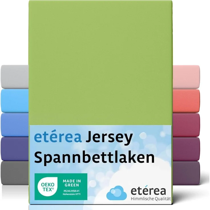etérea Comfort Jersey Spannbettlaken Jade 90x200 cm - 100x200 cm – Bild 1