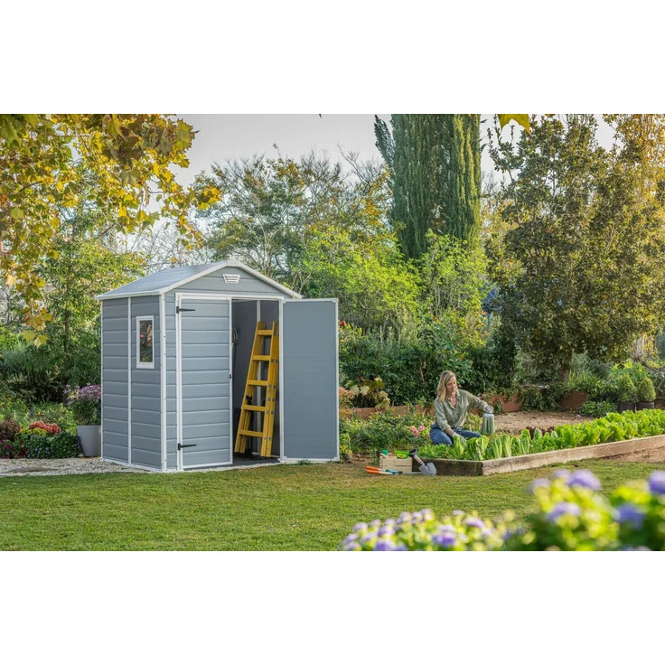 Dmora Gartenhaus Cranbrook, Gartenhütte, Gartenhaus, Werkzeugschuppen, 185x152 h226 cm, Grau – Bild 4