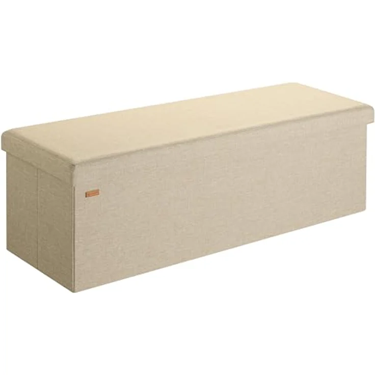 CASARIA® Faltbare Sitztruhe mit Stauraum Leinenoptik Beige XL – Bild 2