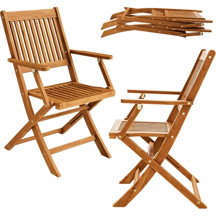 Casaria Klappstuhl, Gartenstuhl Holz FSC®-zertifiziert Akazie Klappbar 56x54cm Garten