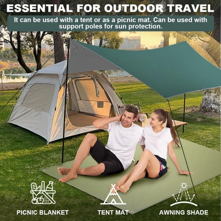 Flintronic Tarp 3x3m Wasserdicht Sonnensegel Camping UV Schutz Heringe Seile – Bild 7