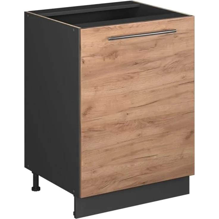 Küchenunterschrank Fame-Line Goldkraft Eiche/Anthrazit 60 cm 1 Tür ohne Arbeitsplatte Vicco – Bild 1