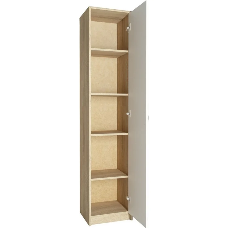 Home Collective Regal mit 5 Ebenen Aktenschrank mit 4 Einlegeböden und 1 Tür, in mattem Finish Standregal 39 cm breit sonoma weiß – Bild 2