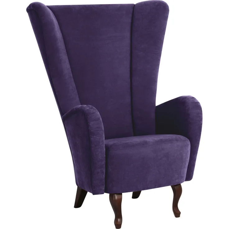 Hochlehnsessel Kailey Bezug Velourstoff Buche nussbaum dunkel / violett 21208