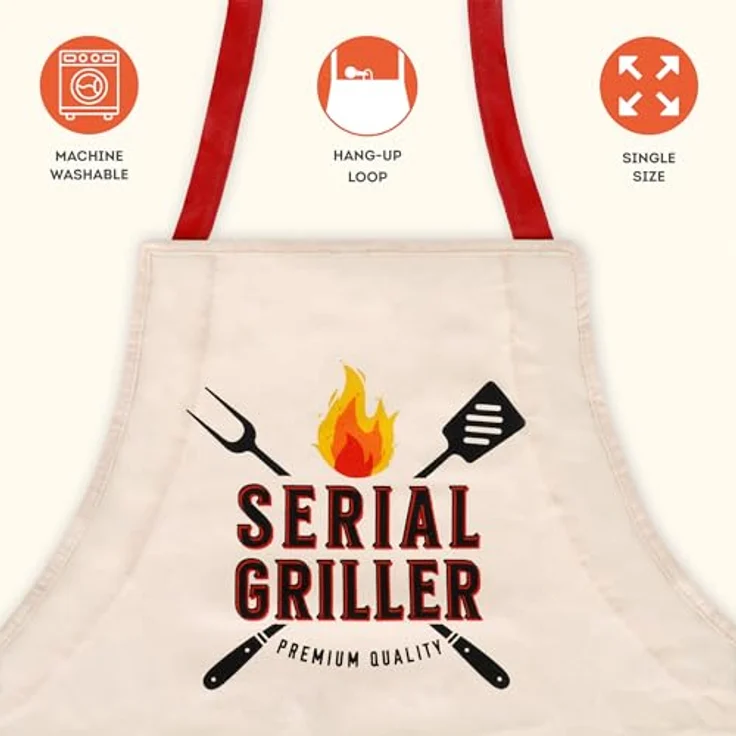 Legami Schürze Super Chef Serial Griller, rot / beige – Bild 4