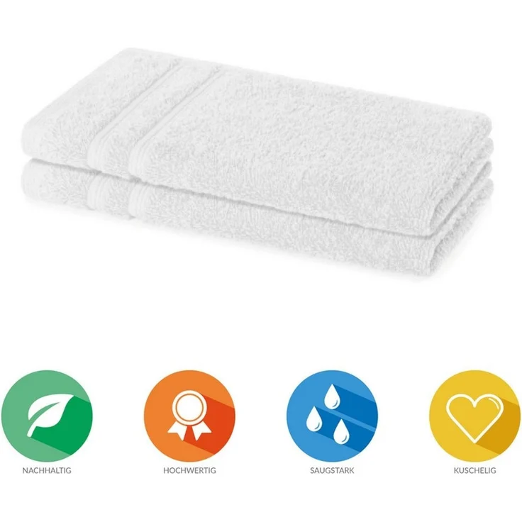Lavea Gästehandtuch Bali, 30x50cm aus 100% Bio-Baumwolle, einzigartig weiche Gästetücher mit Aufhänger (Set, 2-St), hochwertiges und nachhaltiges Premium Gästetuch – saugstarke Faser – Bild 2