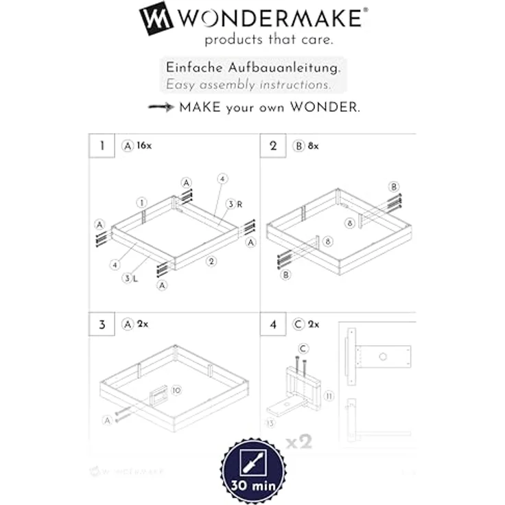 WONDERMAKE Sandkasten arena2, quadratisch mit Abdeckung, 2 Matschküchen, farbig lasiert, 113x113 cm, schwarz bunt – Bild 7