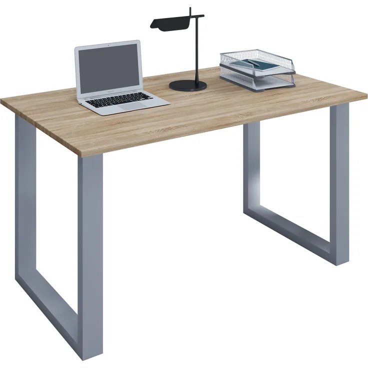 VCM Schreibtisch Lona 914743 Silber / Sonoma-Eiche H. 76 x B. 110 x T. 80 cm