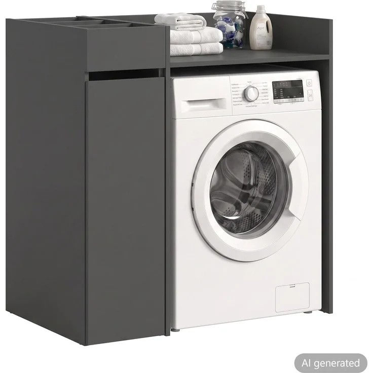 Waschmaschienenumbau Set (B/H/T: 95x101x60 cm) in anthrazit Nachbildung – Bild 1