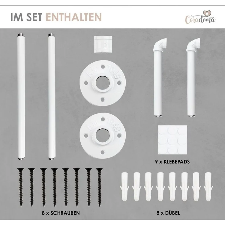 Coradoma Kleiderstange Kleiderständer für Wandmontage, Jackenständer Garderobenstange – Bild 4
