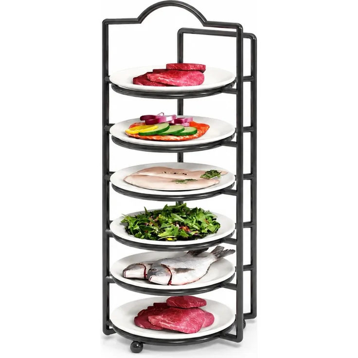 Küchenregal mit 6 Ebenen Küchen-Organizer für Vorbereitung und Servieren Schwarz 27 x 27 x 55 cm