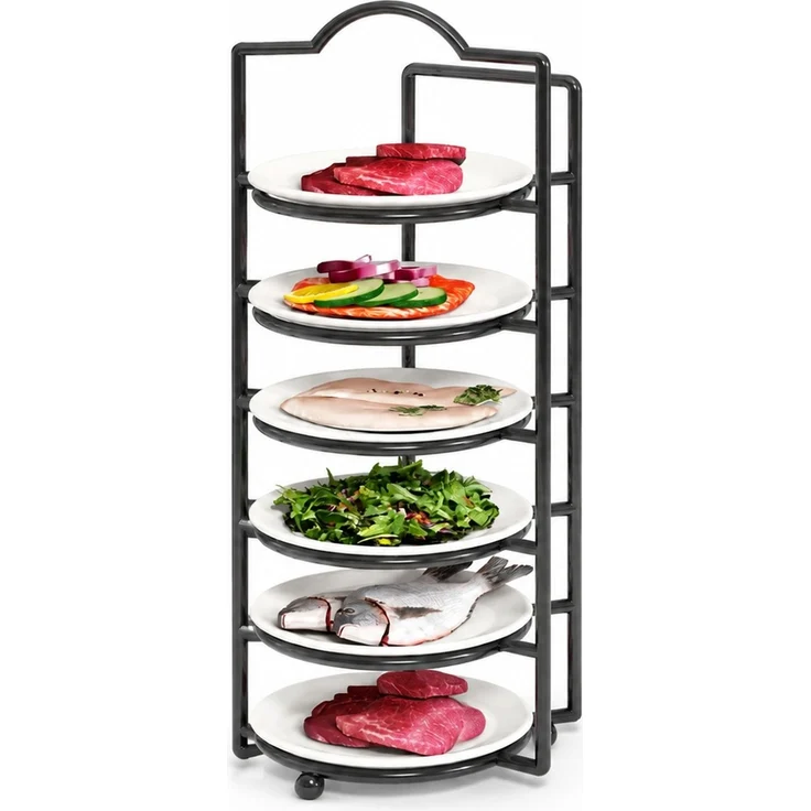 Küchenregal mit 6 Ebenen Küchen-Organizer für Vorbereitung und Servieren Schwarz 27 x 27 x 55 cm – Bild 1
