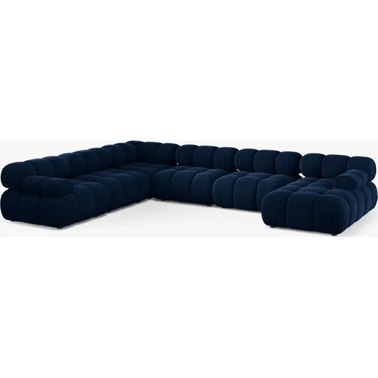 Micadoni Modulares Panorama Ecksofa Bellis 8-Sitzer Samt Bluvel Königsblau Links