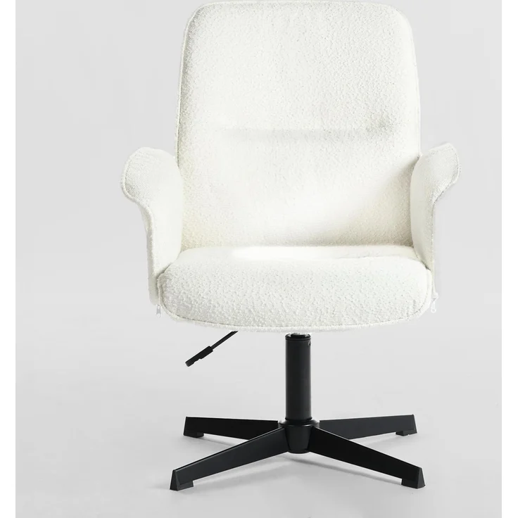 MEUBLE COSY Bürostuhl Ergonomisch Schreibtischstuhl mit höhenverstellbar Armlehnen 360° Drehbar Schminkstuhl Sessel für Büro Wohnzimmer Schlafzimmer Vanity, Bouclé Frottier, Weiß – Bild 1
