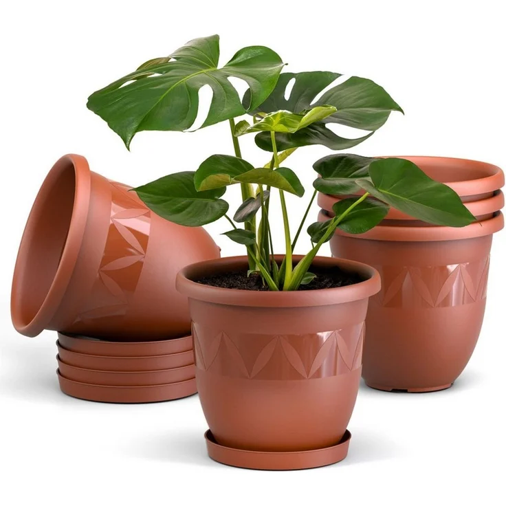 Plastard Pflanzkübel 3er, 5er, 10er Sets, Blumentopf mit passenden Untersetzer 15 - 40 cm (5 St, Blumenkübel ist Witterungs-, frost- und UV-beständig) – Bild 1