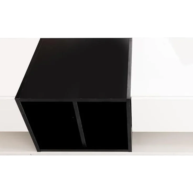 FurnitureR TV-Lowboard in Hochglanzweiß & Holzdekor, 3 Schubladen & offene Medienfächer für modernes Wohnzimmer – Bild 5
