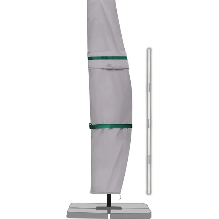 Sekey Ampelschirm / Sonnenschirm Schutzhülle mit Stab, Abdeckhauben für Gartenschirm mit Belüftungsöffnungen, Abdeckung für Kurbelschirm / Balkonschirm, 100% Polyester, wasserdicht, Hellgrau