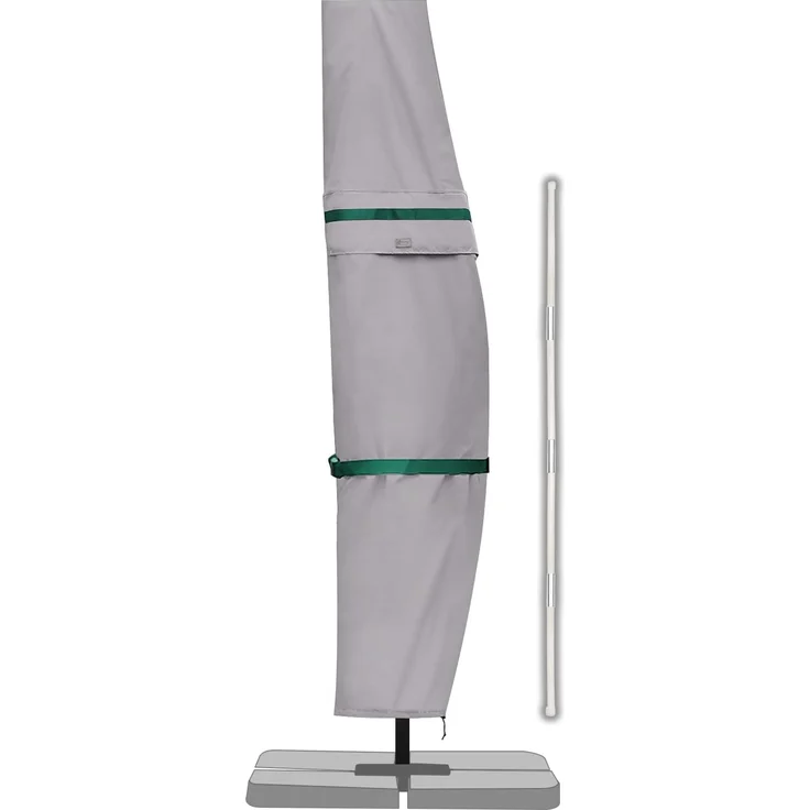 Sekey Ampelschirm / Sonnenschirm Schutzhülle mit Stab, Abdeckhauben für Gartenschirm mit Belüftungsöffnungen, Abdeckung für Kurbelschirm / Balkonschirm, 100% Polyester, wasserdicht, Hellgrau – Bild 1