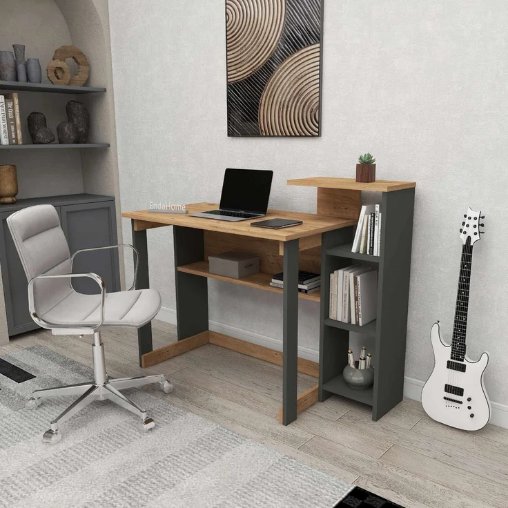 Skye Decor 'Saye - Atlantic Pine, Anthracite' Schreibtisch, Atlantik-Kiefer / Anthrazit, 106 x 92,5 x 50 cm – Bild 3