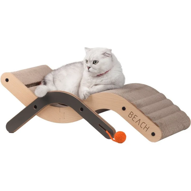 Canadian Cat Company Kratzbrett Design-Kratzmöbel Beach Chair, Katzenliege, Sonnenliege für Katzen, hell, 70 x 35 x 25 cm – Bild 1