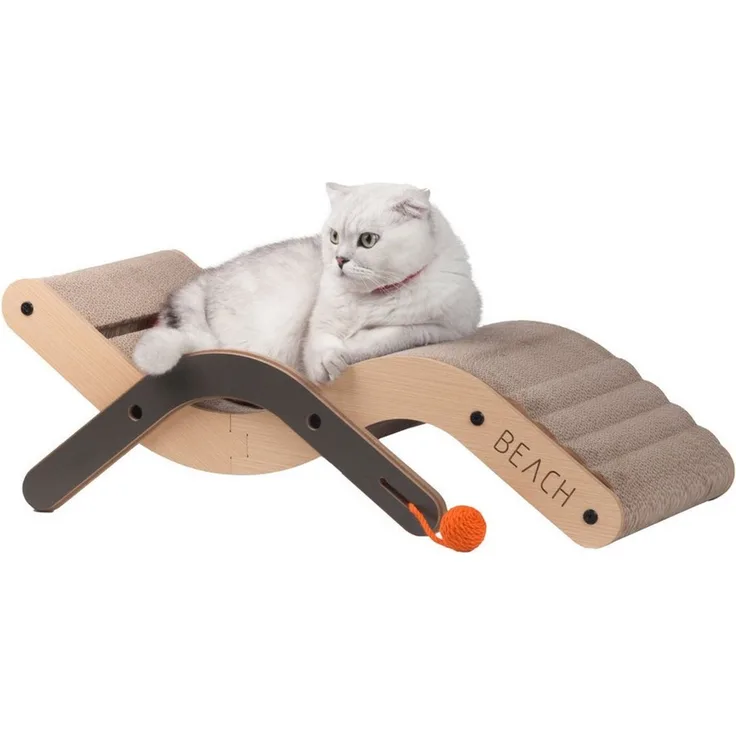 Canadian Cat Company Kratzbrett Design-Kratzmöbel Beach Chair, Katzenliege, Sonnenliege für Katzen, hell, 70 x 35 x 25 cm