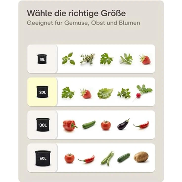 Praknu Pflanzkübel Pflanzsack 20l - 5 STK aus Vliesstoff mit Schilder zum Beschriften (5er Set, 5 St), mit Griff - Für Gemüse, Pflanzen & Blumen - Stofftöpfe - Grow Töpfe – Bild 5