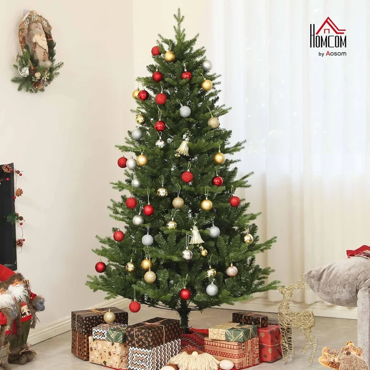 HOMCOM Künstlicher Weihnachtsbaum 180 cm, mit 818 Spitzen, Schnellaufbau Klappsystem, Stahlständer, Künstlicher Baum, für Weihnachten Deko, Indoor, Grün – Bild 2