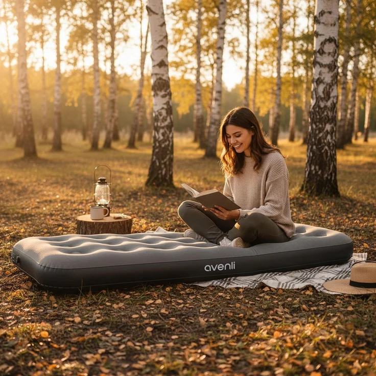 Avenli Luftmatratze Camping CloudCoil grau eingebaute Fußpumpe 191x73x22cm – Bild 3
