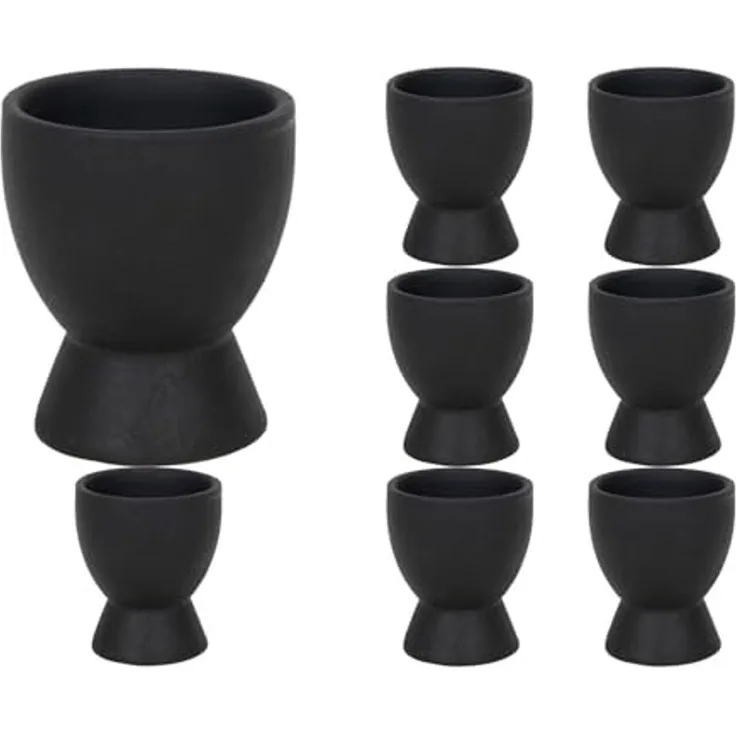 HIT Trading Eierbecher BRUNCH, Ø 6 cm, H 8 cm, Schwarz matt, (Set, 8-tlg), Steingut