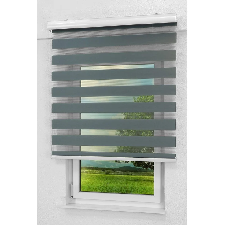 Lysel - Qualitätsdoppelrollo basaltgrau, (B x H) 130cm x 175cm in grau/basaltgrau – Bild 1