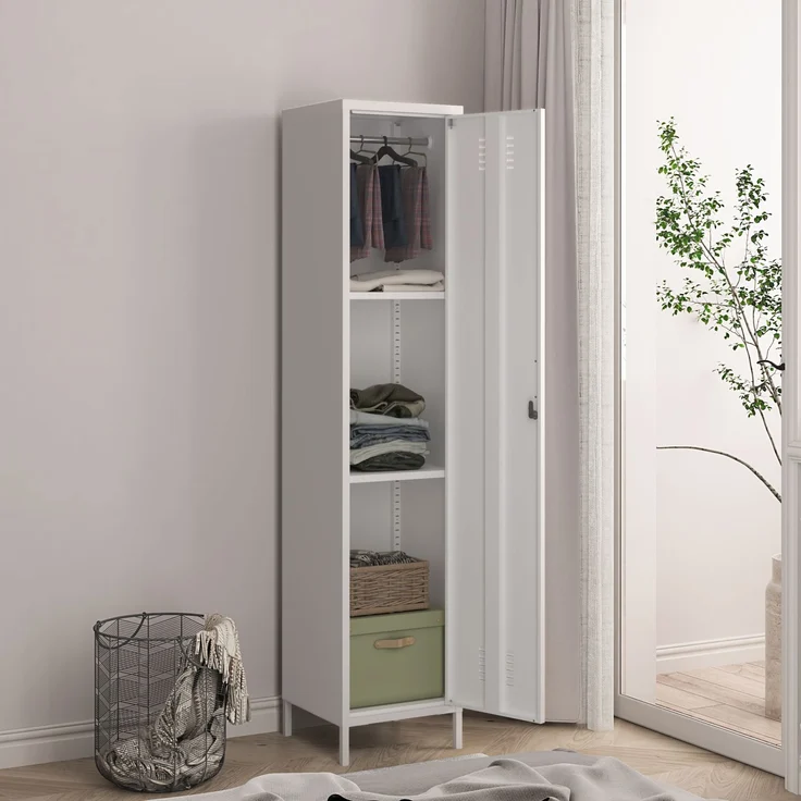 Kleiderschrank Seinäjoki 180x38x38 cm Weiß [en. casa] – Bild 2