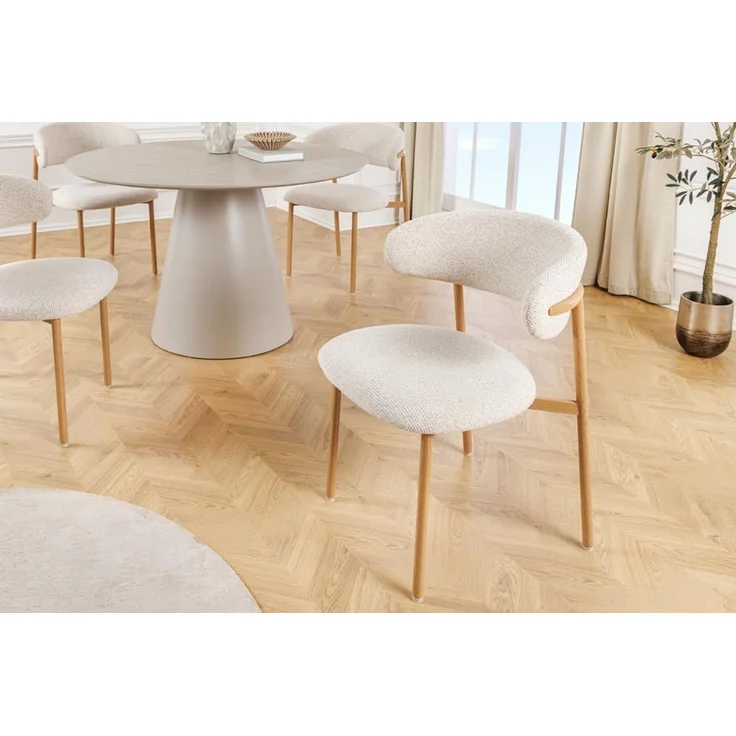 riess-ambiente Polsterstuhl BELFORT beige/natur - Strukturstoff, Metall, Eichen-Design, zeitlos (Einzelartikel, 1 St), Moderner Esszimmerstuhl - ideal für Wohnzimmer, Küche oder Homeoffice – Bild 6