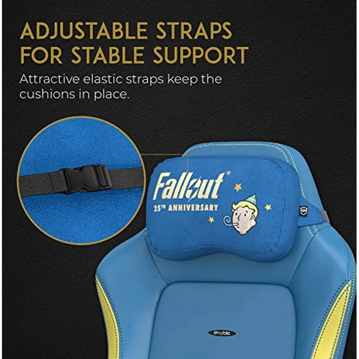 noblechairs Memory Foam Kissen-Set Fallout 25th Anniversary Edition, ergonomisches Kissen mit Lendenwirbelstütze und hochwertiger Stickerei – Bild 5