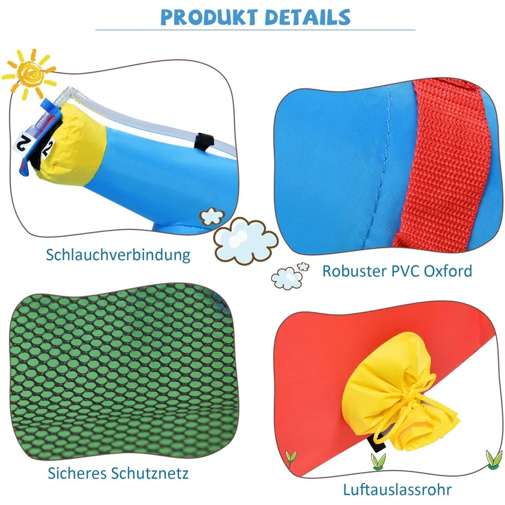 LVHOM Aufblasbare Hüpfburg mit Gebläse, Spielpool, Trocken-/Wasserrutsche, Springburg Outdoor, Wasserpark mit Trampolin, Planschbecken, 364 x 315 x 239cm – Bild 8