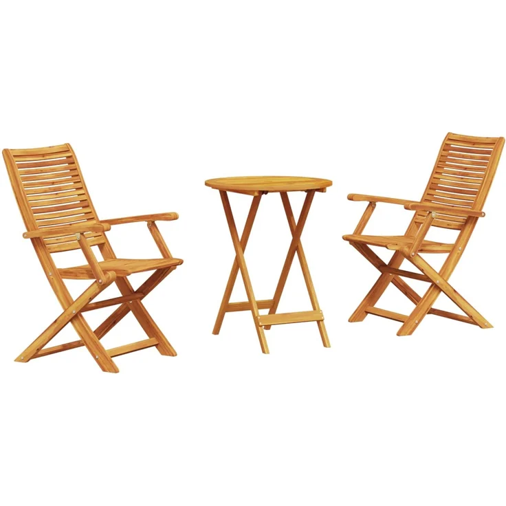 vidaXL Klapp Bistro Set 3 pcs Braun Massivholz Akazie 3375689 – Bild 2