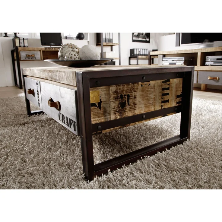 Couchtisch Mango 115x60x40 natur bedruckt FACTORY #128 – Bild 2