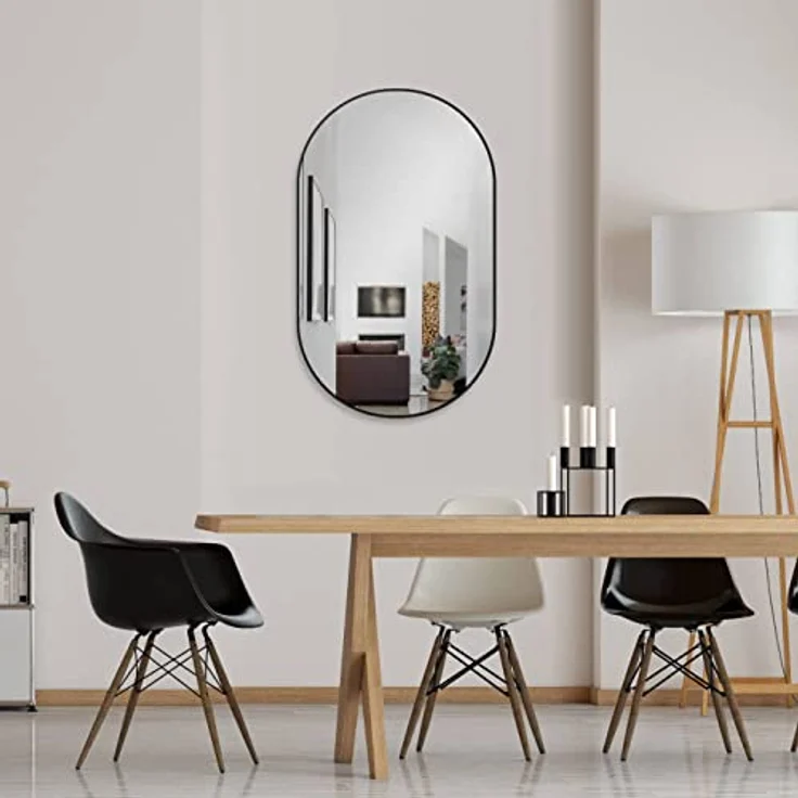 HOKO Dekospiegel Design Modern Wandspiegel oval mit Rahmen. HOCH und QUER Montage. (Badezimmerspiegel, Flurspiegel, Kosmetikspiegel, Schminkspiegel. 4mm Glass. mit Aluminium-Wandhalterung und Rahmen) – Bild 5