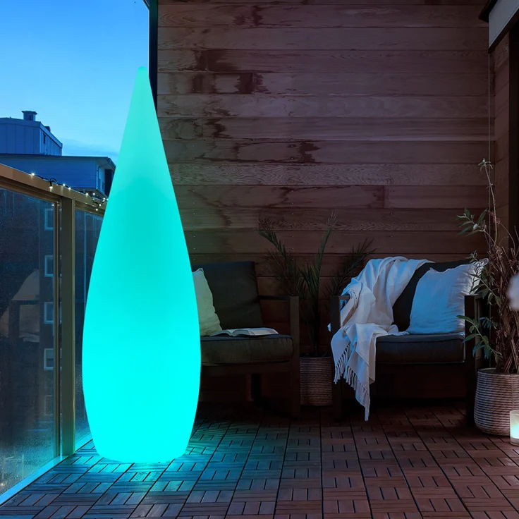 RGB LED Stehleuchte, Tropfen Design, Fernbedienung, H 120 cm – Bild 10