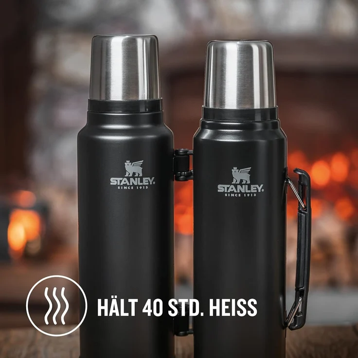Stanley Isolierflasche Classic 1. 4 Liter schwarz/ silberfarben – Bild 4