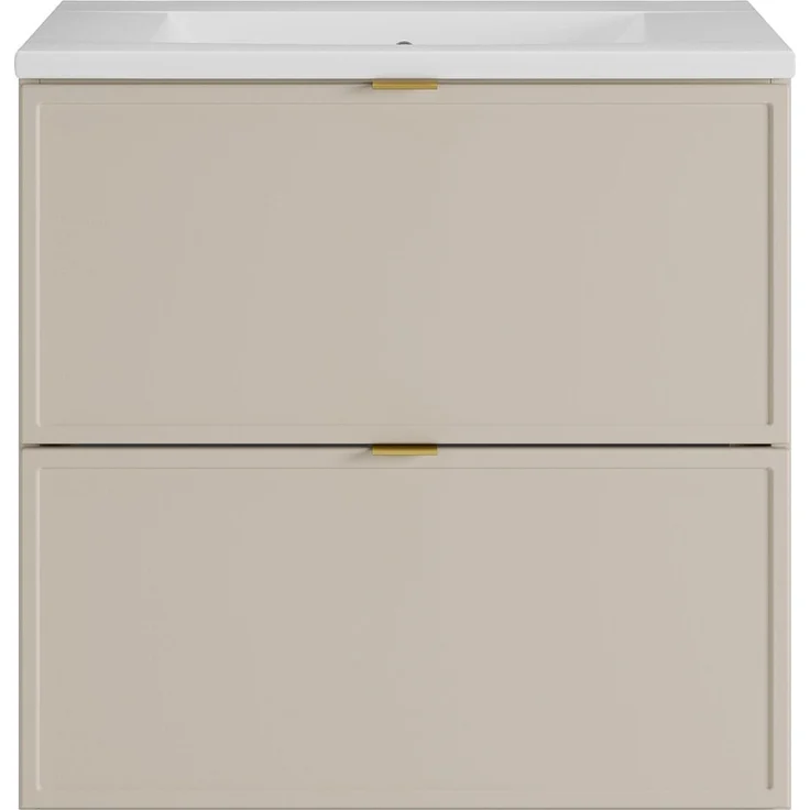 Vente-unique - Hängender Badezimmer-Unterschrank mit Einbau-Waschbecken – Beige – B60 cm – ONDIL – Bild 3