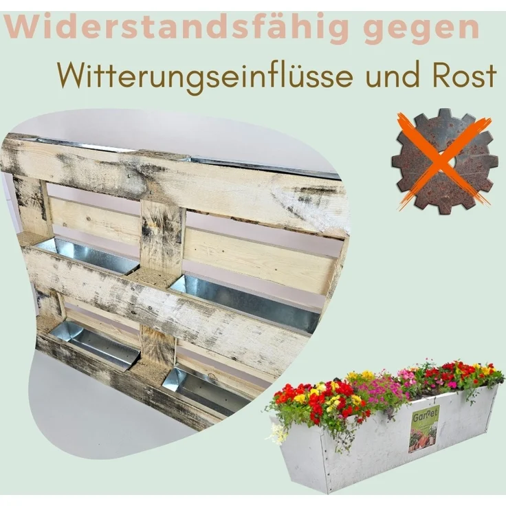 GarPet Blumenkasten Paletten Blumenkasten Pflanzkasten Europalette Metall 12 Stück im Set – Bild 5