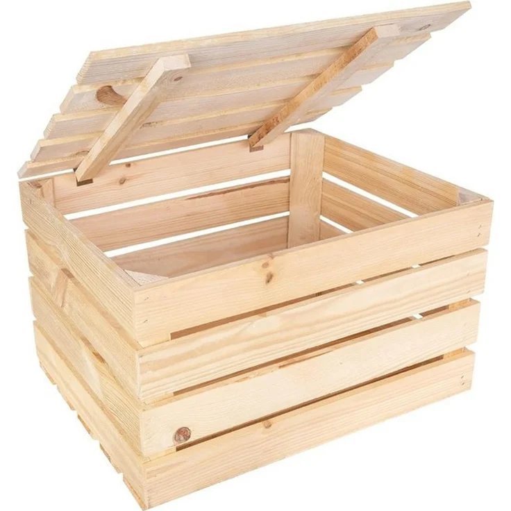 Creative Deco Aufbewahrungsbox Holztruhe Holzkiste mit Deckel Spielzeugkiste Holzbox, mit Scharnieren – Bild 4