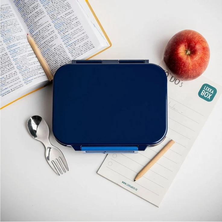 LEKKABOX Lunchbox Mini Kinder Bentobox, 3 Fächer - Brotdose Vesperdose Brotbüchse, Für feuchte Lebensmittel auslaufsicher, inkl. extra Trenner – Bild 3
