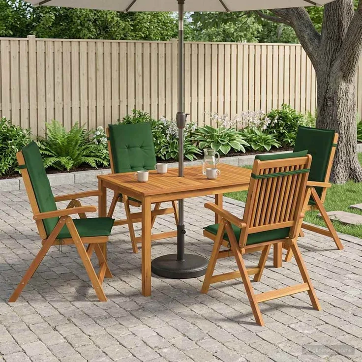 vidaXL 5-Piece Garden Dining Set 4-Sitzer Grün Massivholz Akazie 3434559 – Bild 1
