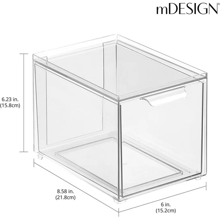 Aufbewahrungsbox Schuhbox stapelbar mit Schublade Organizer mDesign transparent – Bild 2