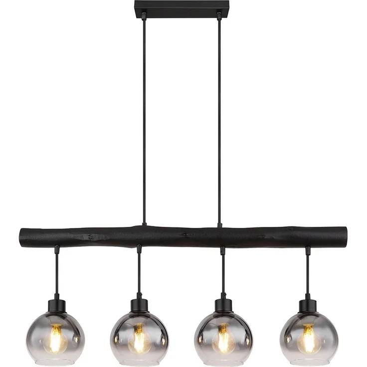 LED Hängeleuchte, Glas rauch, schwarz, Höhenverstellbar, L 85 cm – Bild 2